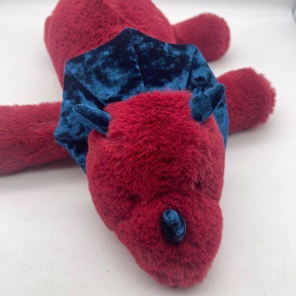 Aurora Snoozles Red Triceratops 18" Dinosaur Plush Blue Frill, Horns Soft Floppy - Picture 2 of 7